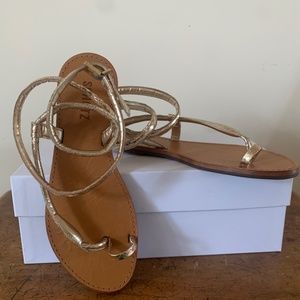 Gold Metallic  Snake Ankle Wrap Sandal
